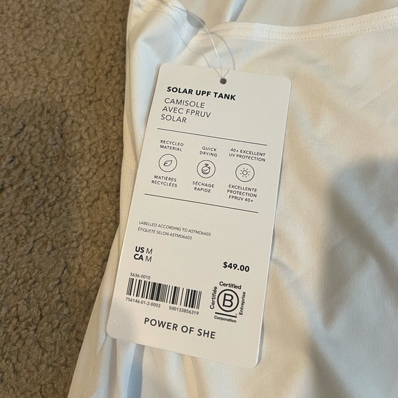 Athleta SOLAR UPF TANK, White, M, New with Tag - Picture 5 of 6